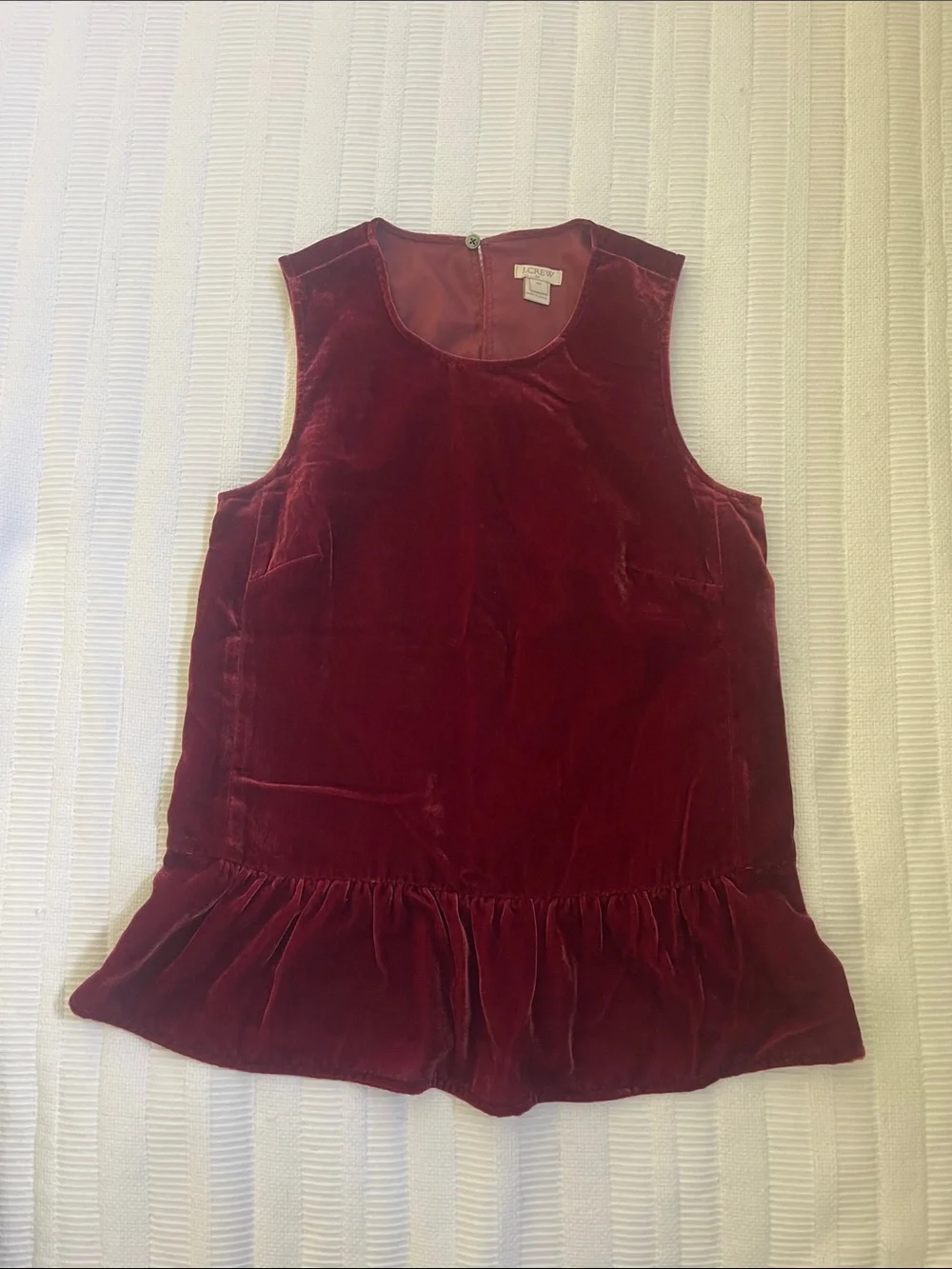 J. Crew Velvet Sleeveless Peplum Top - Wine